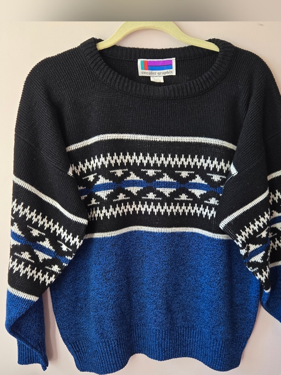 Sweater Graphix Other - Vintage 80s Sweater Graphix Geometric Colorblock Knit Pullover Medium